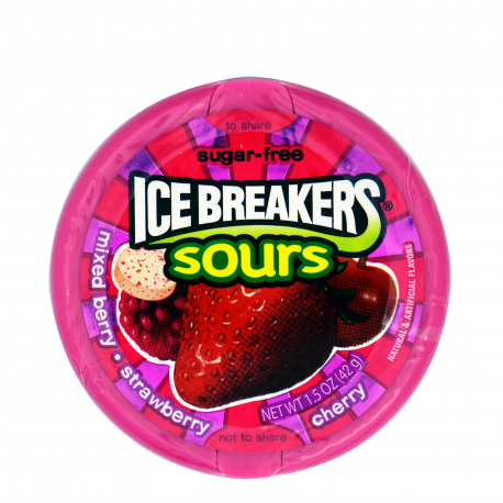 ICE BREAKERS ΚΑΡΑΜΕΛΕΣ SOURS MIXED BERRY, STRAWBERRY & CHERRY - Χωρίς ζάχαρη,Προϊόντα που μας ξεχωρίζουν (42g)