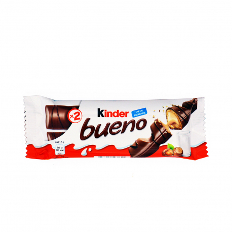 Kinder γκοφρέτα παιδική bueno επικάλυψη σοκολάτας, γέμιση από γάλα & φουντούκια (43g)