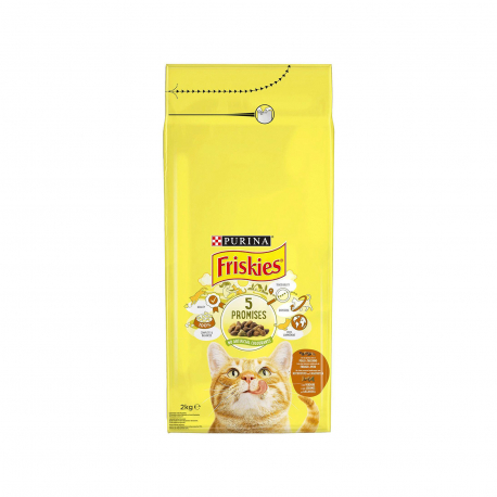 Friskies τροφή γάτας ξηρά με κοτόπουλο, γαλοπούλα & πρόσθετες ελιές (2kg)