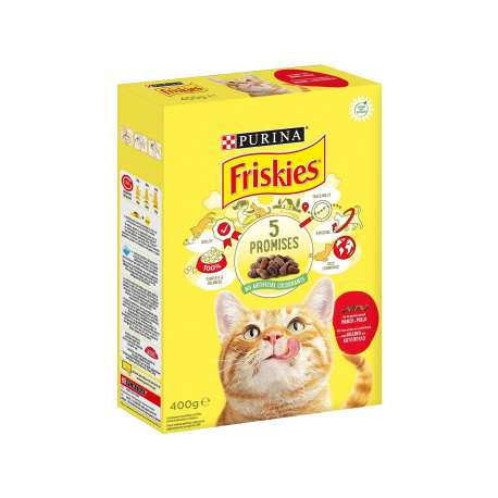 Friskies τροφή γάτας ξηρά με βοδινό, κοτόπουλο & πρόσθετο συκώτι (400g)