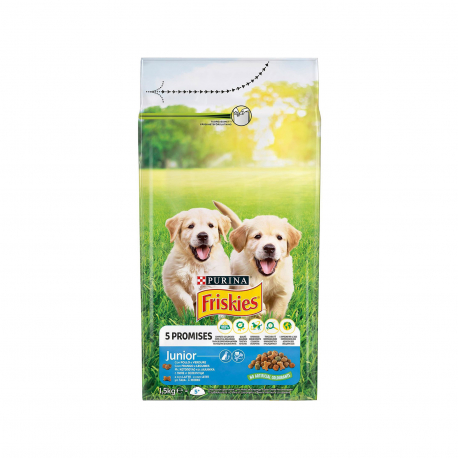 Friskies τροφή σκύλου ξηρά vitafit junior κοτόπουλο, πρόσθετο γάλα & λαχανικά (1500g)