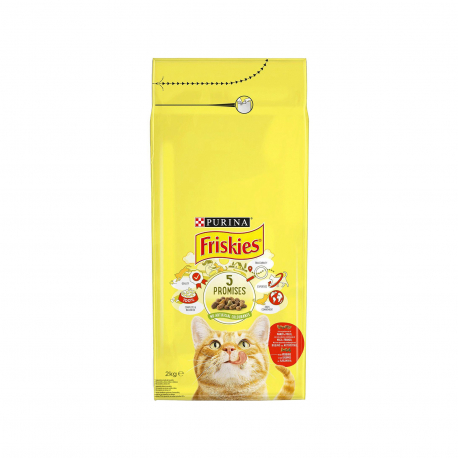 Friskies τροφή γάτας ξηρά με βοδινό, κοτόπουλο & πρόσθετα λαχανικά (2kg)