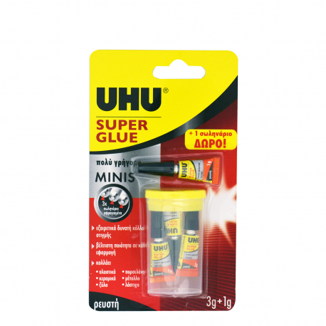 UHU κόλλα ρευστή super glue minis (3g) (3+1)