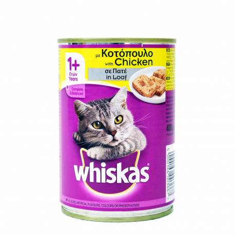 Whiskas τροφή γάτας με κοτόπουλο σε πατέ 1+ ετών (400g)