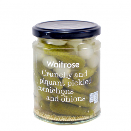 Waitrose αγγουράκια & κρεμμυδάκια crunchy & piquant pickled κονσέρβα λαχανικών (150g)