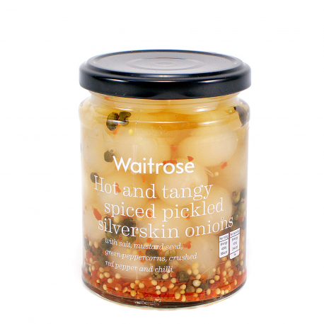 Waitrose κρεμμυδάκια hot & tangy spiced pickled silverskin onions κονσέρβα λαχανικών (170g)