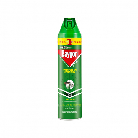 Baygon spray αεροζόλ για κατσαρίδες & μυρμήγκια 2 σε 1 (400ml) (-1€)