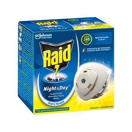 Raid εντομοαπωθητικό σετ night & day χωρίς άρωμα 240 ώρες