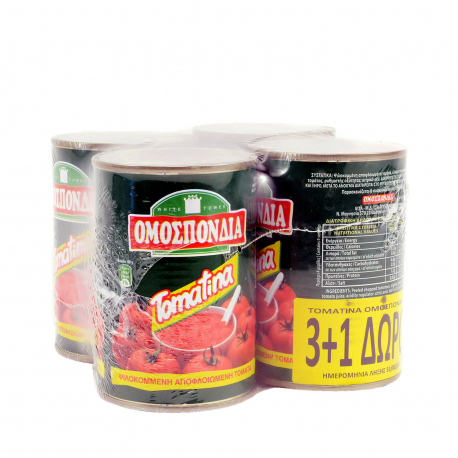 Ομοσπονδία τοματάκι ψιλοκομμένο αποφλοιωμένο tomatina ελαφρώς συμπυκνωμένος (400g) (3+1)