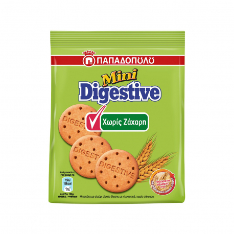 Παπαδοπούλου μπισκότα mini digestive - χωρίς ζάχαρη (70g)