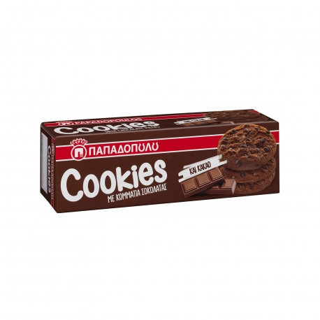 Παπαδοπούλου μπισκότα cookies με κακάο & κομμάτια μαύρης σοκολάτας (180g)