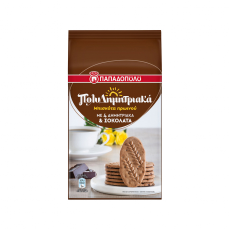 Παπαδοπούλου μπισκότα πολυδημητριακά με 4 δημητριακά & σοκολάτα (160g)