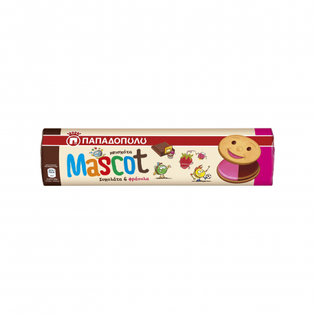 Παπαδοπούλου μπισκότα γεμιστά παιδικά mascot σοκολάτα & φράουλα (200g)