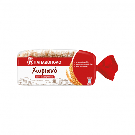 Παπαδοπούλου ψωμί τοστ χωριανό σταρένιο με 6 δημητριακά (500g)