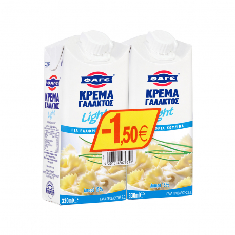 Φάγε κρέμα γάλακτος μακράς διάρκειας για ελαφριά κουζίνα light 15% λιπαρά (330ml) (-1.5€)
