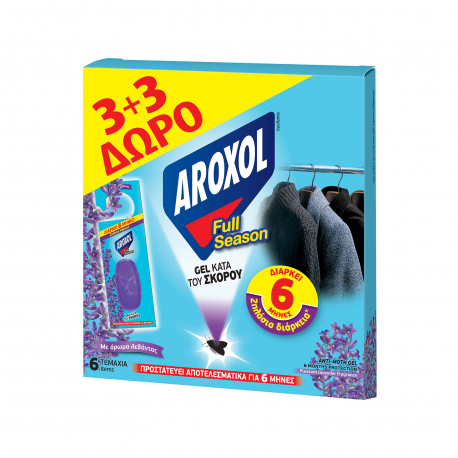 Aroxol σκοροκτόνο gel full season λεβάντα (6τεμ.) (3+3)