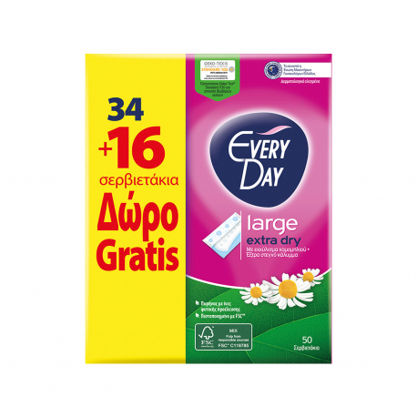 Everyday σερβιετάκια extra dry large/ with chamomile extract (34τεμ.) (16τεμ. περισσότερο προϊόν)