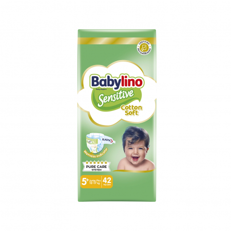 Babylino πάνες παιδικές sensitive cotton soft Nο. 5+ / 12-17kg (42τεμ.)