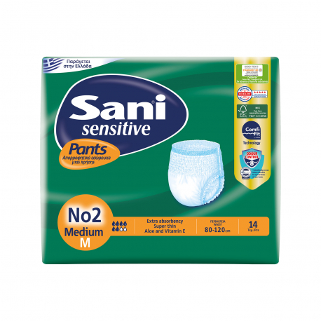 Sani εσώρουχα ακράτειας sensitive pants Nο. 2/ medium/ περιφέρεια 80-120cm (14τεμ.)