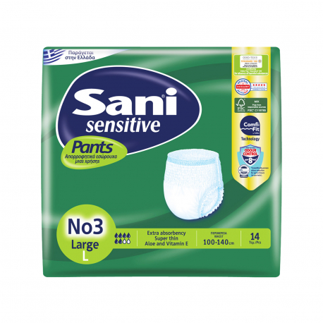 Sani εσώρουχα ακράτειας sensitive pants Nο. 3/ large/ περιφέρεια 100-140cm (14τεμ.)