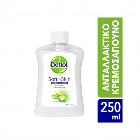 Dettol υγρό κρεμοσάπουνο ανταλλακτικό soft on skin αντιβακτηριδιακό/ aloe vera (250ml)