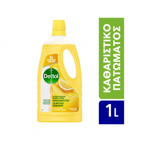 Dettol υγρό πολυκαθαριστικό αντιβακτηριδιακό για μεγάλες επιφάνειες power & fresh sparkling lemon & lime burst (1lt)