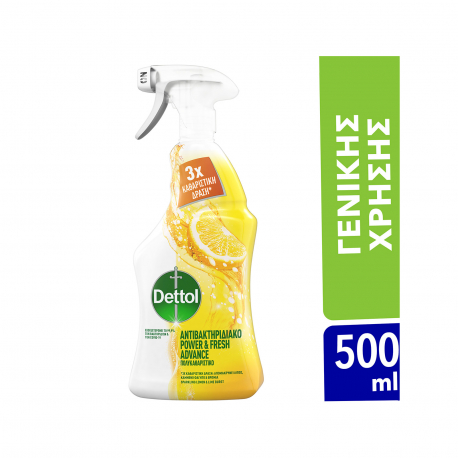 Dettol υγρό πολυκαθαριστικό αντιβακτηριδιακό power & fresh sparkling lemon & lime burst (500ml)