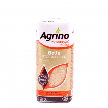 Agrino ρύζι parboiled μακρύκοκκο bella για σπυρωτό πιλάφι - χωρίς γλουτένη, από Έλληνα παραγωγό (500g)