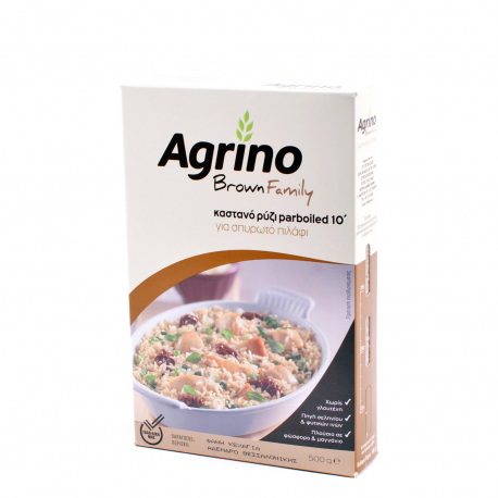 Agrino ρύζι parboiled brown family για σπυρωτό πιλάφι - χωρίς γλουτένη, από Έλληνα παραγωγό (500g)