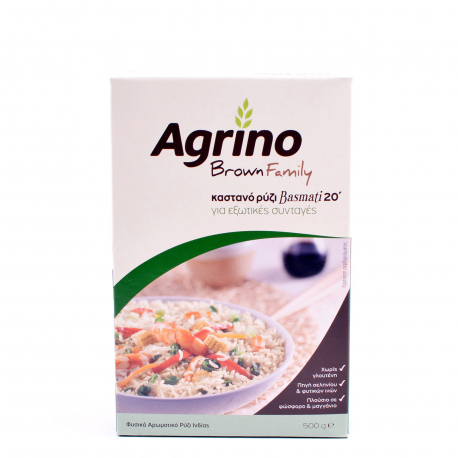 Agrino ρύζι basmati brown family για εξωτικές συνταγές - χωρίς γλουτένη (500g)