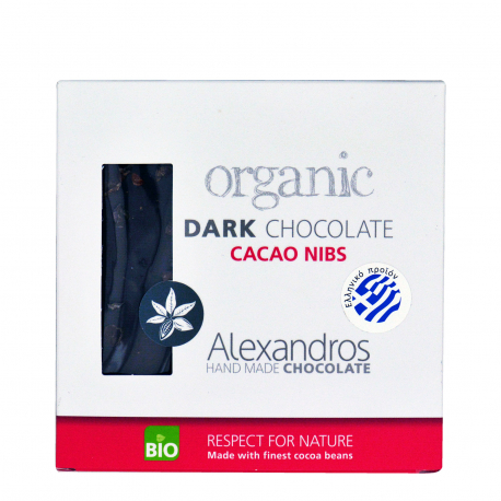 Alexandros σοκολάτα υγείας cacao nibs - βιολογικό, χωρίς γλουτένη (90g)