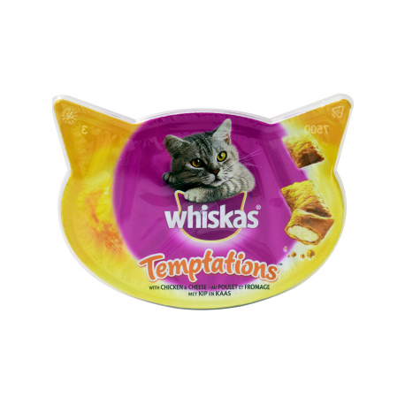 Whiskas τροφή γάτας temptations με κοτόπουλο & τυρί (60g)