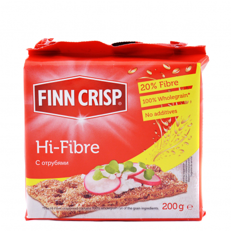 Finn crisp φρυγανιές σίκαλης ολικής αλέσεως hi-fibre (200g)