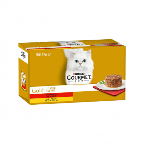 Gourmet τροφή γάτας gold ταρτάρ με βοδινό & κοτόπουλο (4x85g)