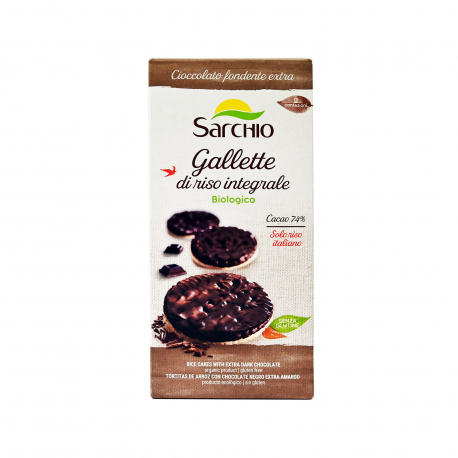 Sarchio ρυζογκοφρέτα with extra dark chocolate - βιολογικό, χωρίς γλουτένη, προϊόντα που μας ξεχωρίζουν (100g)