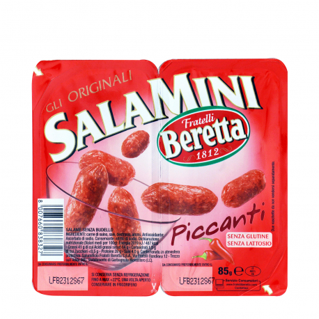Fratelli beretta σαλάμι μίνι salamini piccanti - χωρίς γλουτένη, χωρίς λακτόζη, προϊόντα που μας ξεχωρίζουν σε φέτες (85g)