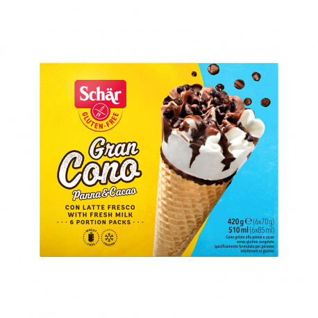 Schar παγωτό πολυσυσκευασία χωνάκι με κρέμα σοκολάτα - χωρίς γλουτένη (6x70g)