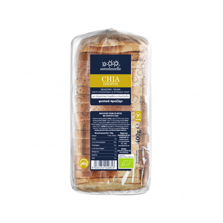 Sottolestelle ψωμί σίτου με σπόρους chia & εξαιρετικά παρθένο ελαιόλαδο - βιολογικό, vegan, προϊόντα που μας ξεχωρίζουν σε φέτες (400g)