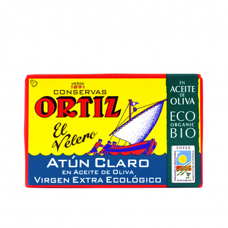 Ortiz τόνος atun claro κιτρινόπτερος σε βιο εξαιρετικό παρθένο ελαιόλαδο - προϊόντα που μας ξεχωρίζουν (112g)