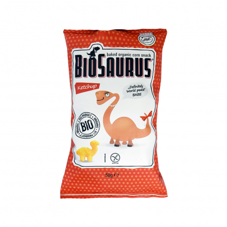 Biosaurus γαριδάκια παιδικά ketchup - βιολογικό, χωρίς γλουτένη, vegan (50g)