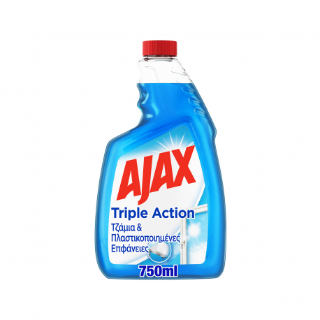 Ajax υγρό ανταλλακτικό καθαριστικό για τζάμια triple action (750ml)