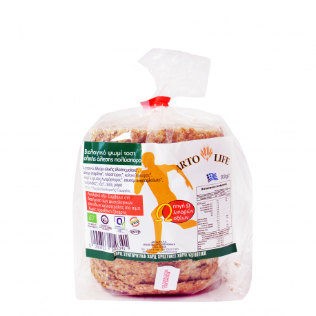 Artolife ψωμί τοστ ολικής αλέσεως πολύσπορο - βιολογικό, vegan, προϊόντα που μας ξεχωρίζουν σε φέτες (300g)