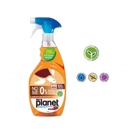 Planet υγρό καθαριστικό για τζάμια vinegar - οικολογικά (750ml) (250ml περισσότερο προϊόν)