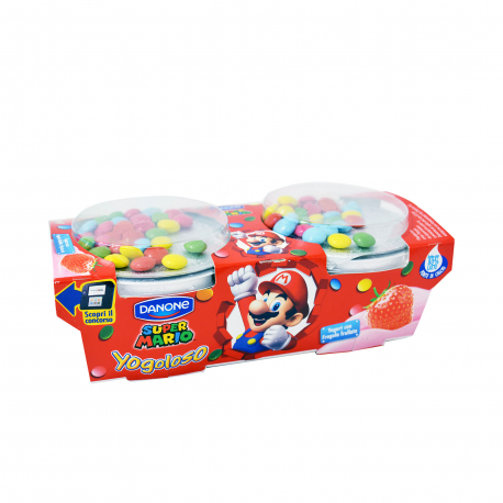 Danone επιδόρπιο γιαουρτιού παιδικό super mario yogoloso φράουλα & σοκολατένια κουφετάκια (2x110g)