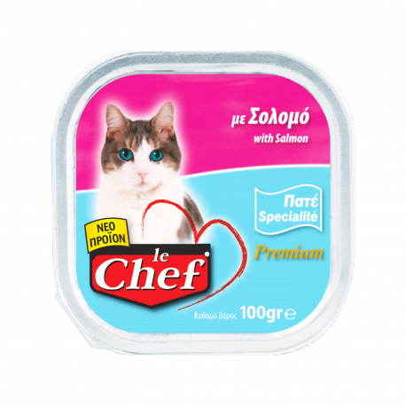 Le chef τροφή γάτας πατέ με σολομό (100g)