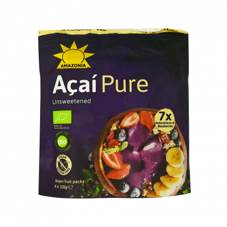 Αμαζονία acai berry πουρές κατεψυγμένος acai pure - βιολογικό, vegan (4x100g)