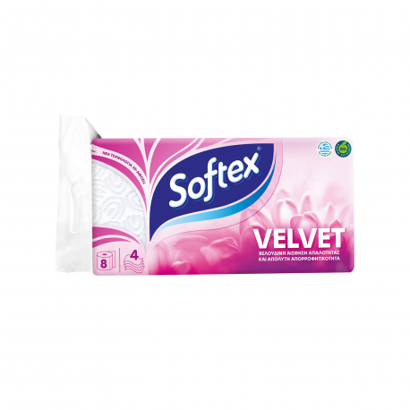 Softex ρολό χαρτί υγείας 8 τεμαχίων velvet 4φυλλο (8x103g)