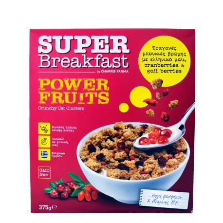 Super breakfast μπουκιές βρώμης crunchy power fruits (375g)