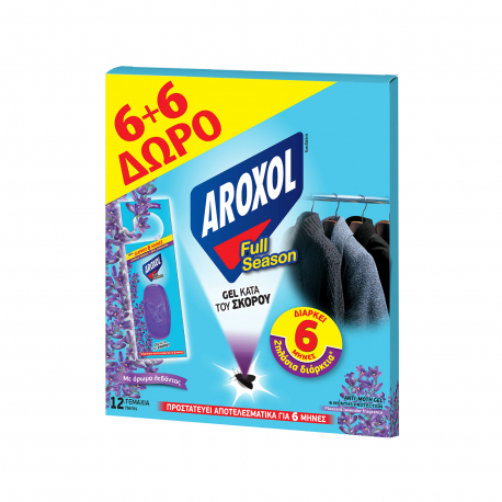 Aroxol σκοροκτόνο gel full season με άρωμα λεβάντας (12τεμ.)