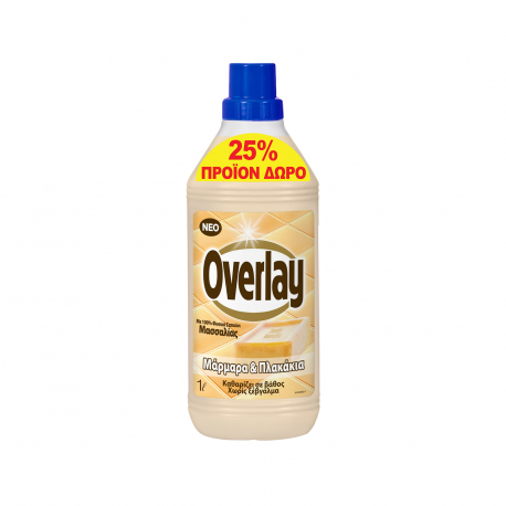 Overlay υγρό καθαριστικό για το πάτωμα μάρμαρα & πλακάκια με σαπούνι Μασσαλίας κλασικό (1lt) (25% περισσότερο προϊόν)